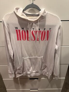 Whitney Houston Graphic Hoodie - White with Red Text